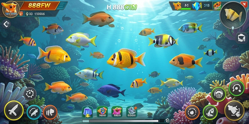 Gameplay menarik dalam 888FW dengan aksi menembak ikan.