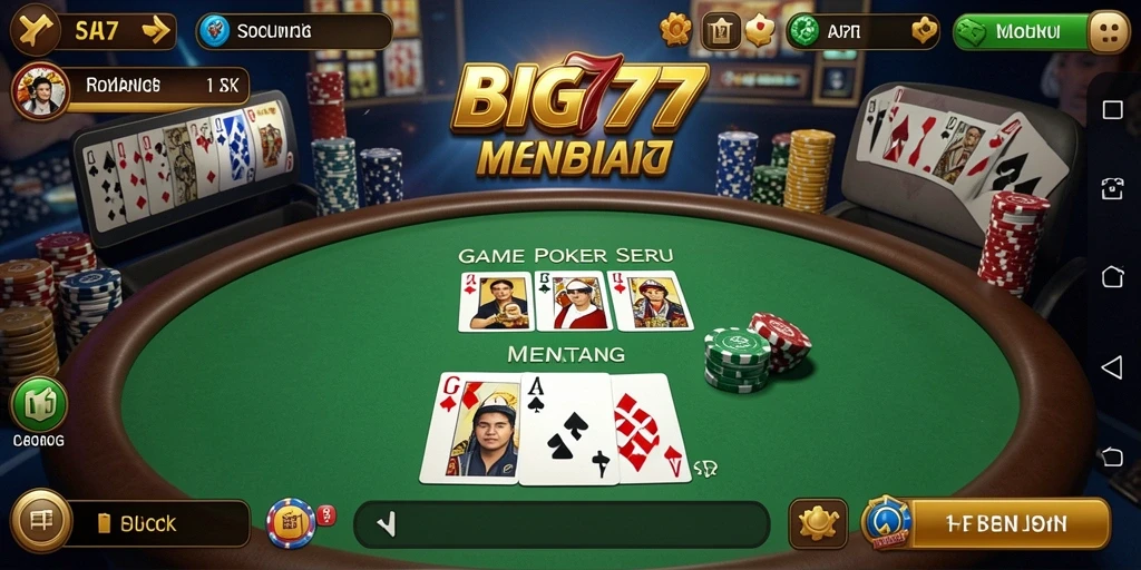 Tampilan menarik dari gameplay Poker di BIG777.