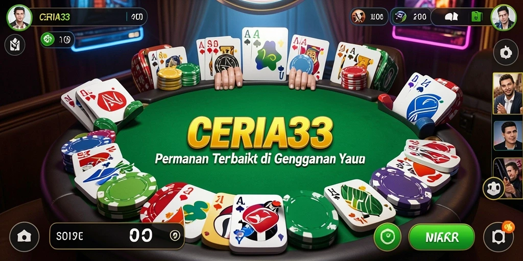 Tampilan gameplay menegangkan dalam permainan Poker CERIA33.