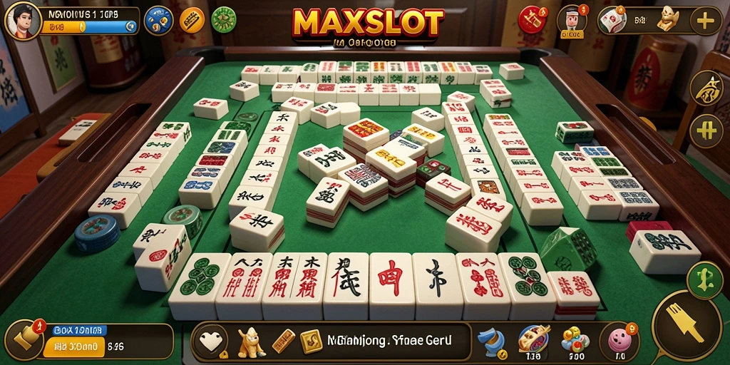 Tampilan dinamis dalam gameplay Mahjong MAXSLOT yang menarik.