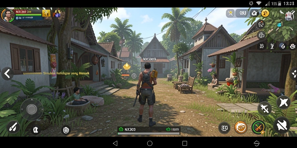 Tampilan menarik dari gameplay NX303 yang menggambarkan simulasi kehidupan.