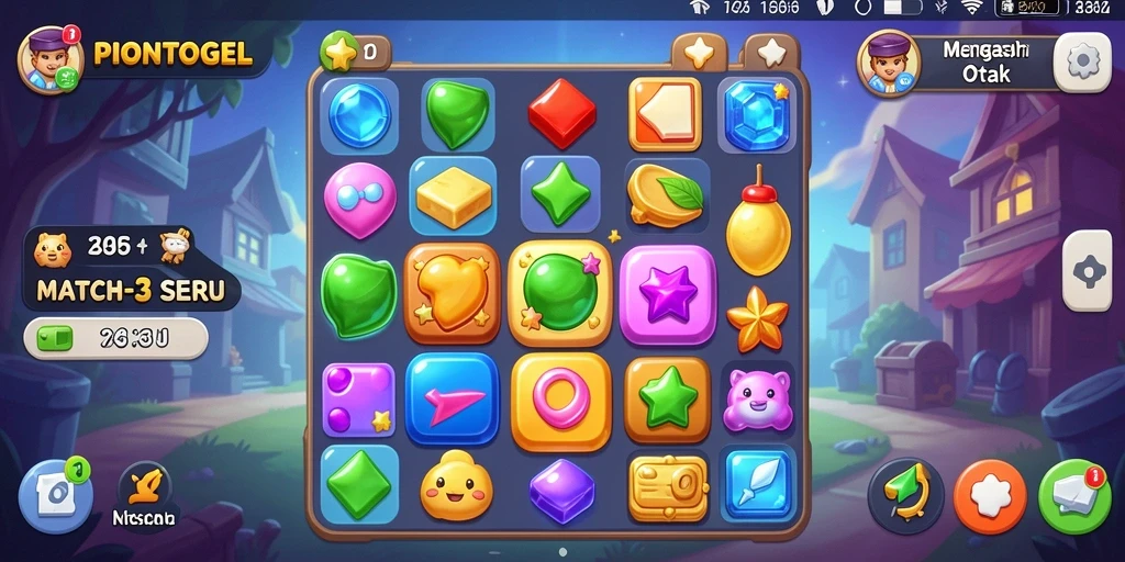 Screenshot gameplay PIONTOGEL menampilkan aksi seru di dunia Match-3.